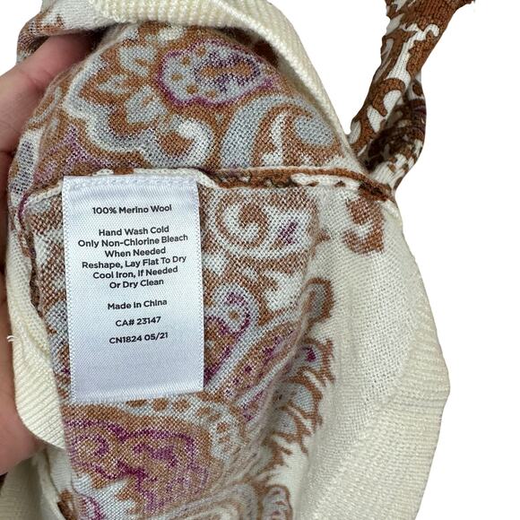 Talbots NWT 100% Merino Wool Paisley Tapestry Cardigan Sweater Size S - Picture 5 of 8